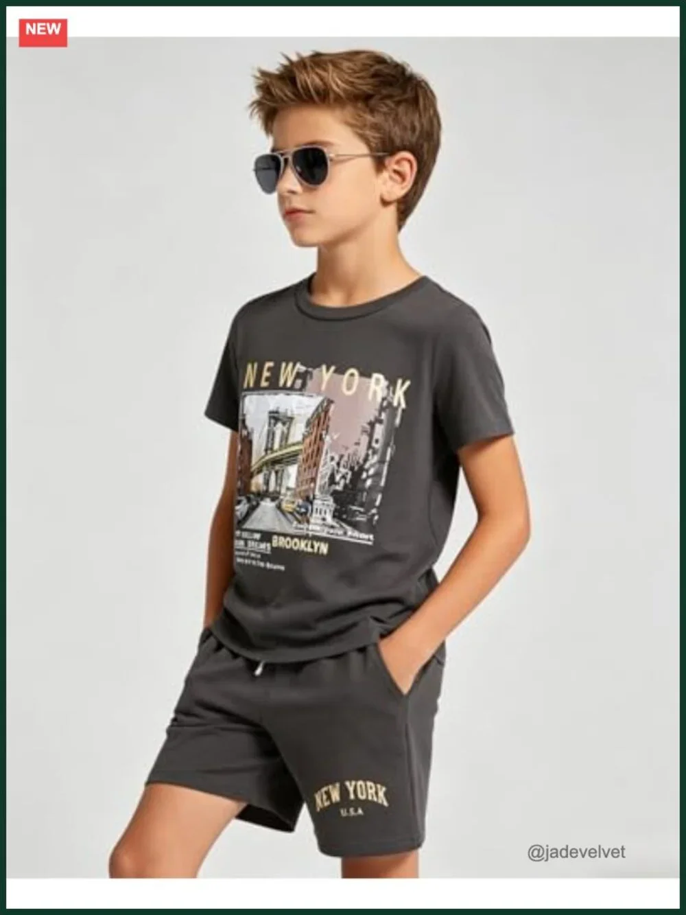 Boys 2 Piece Short Sleeve Graphic T Shirt and Shorts Set Summer Outfit